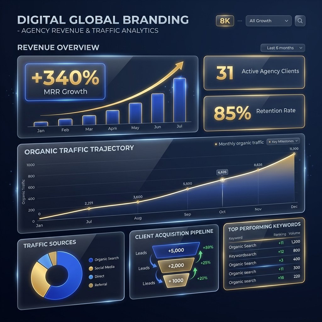 Digital Global Branding White-Label Agency Revenue & Traffic Growth Dashboard